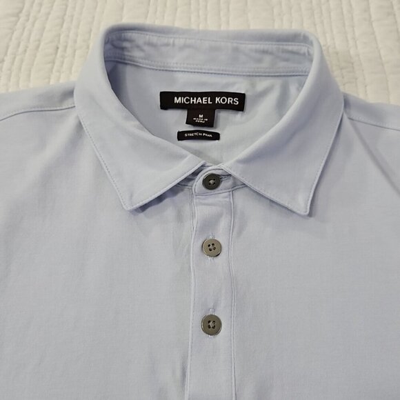 Michael Kors Stretch Pima Cotton Shirt Men's M Lilac Purple Short Sleeve EUC LN - Picture 4 of 13